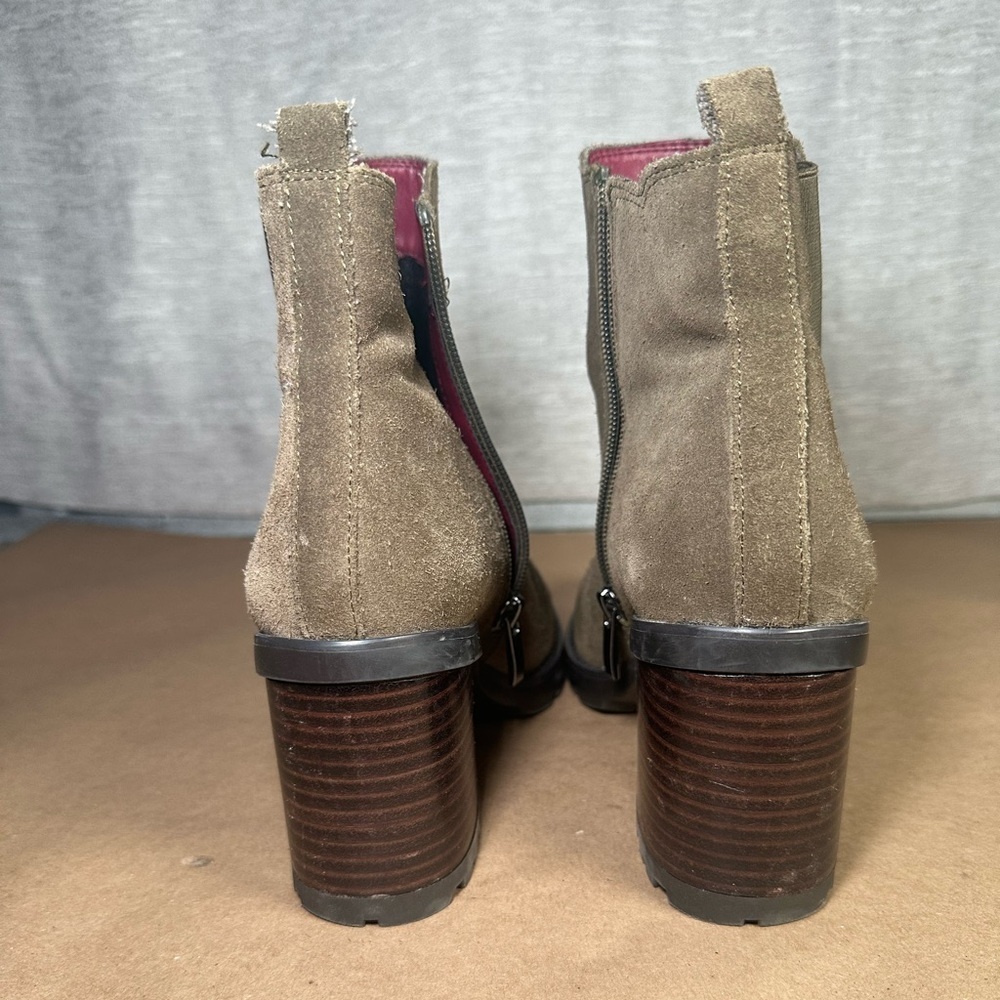 Franco Sarto L-Trent Rugged Chunky Olive Green Leather Chelsea Boots Size 8M - Picture 7 of 11